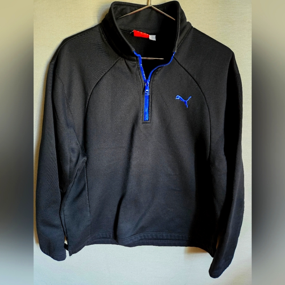 Puma Men's Black 1/4 Zip Pullover Sweater Size M Used - Picture 1 of 7